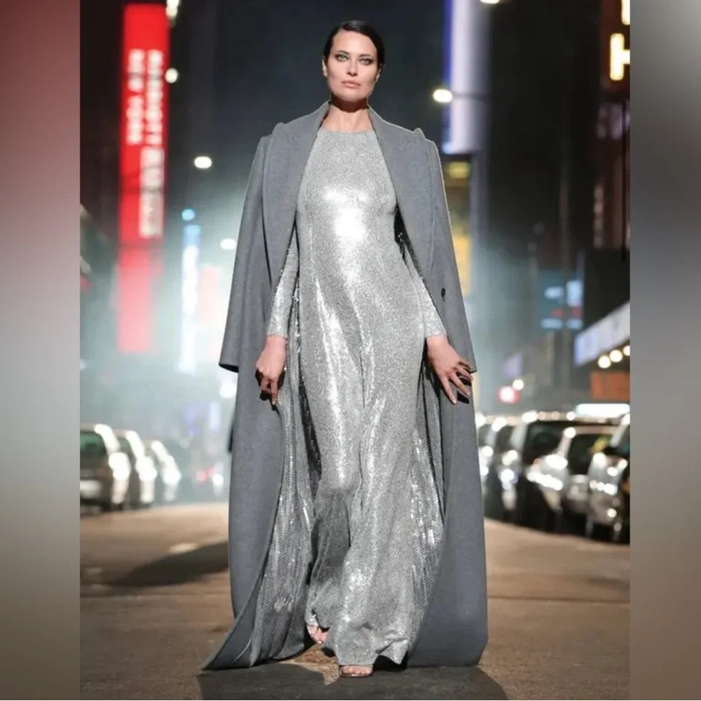 MICHAEL KORS COLLECTION Melton Paillette-Lined Maxi Coat - Picture 5 of 13